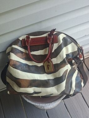 Dooney & Bourke Brown, Cream & Dark Brown Zebra-Print Satchel